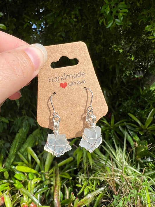 Rainbow Moonstone Star Earrings