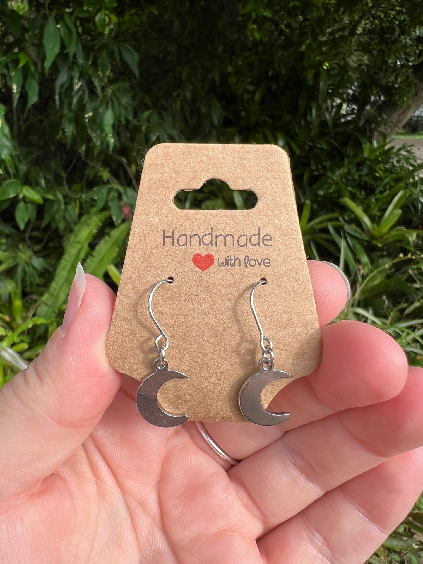 Stainless Steel Moon Earrings