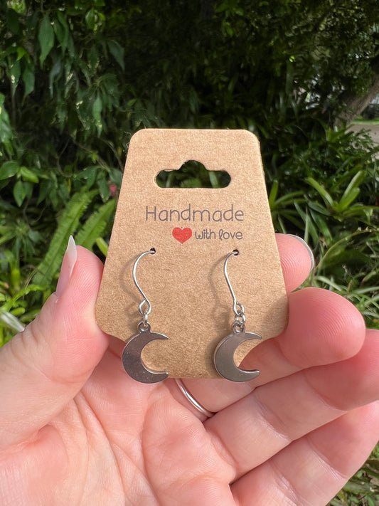 Stainless Steel Moon Earrings