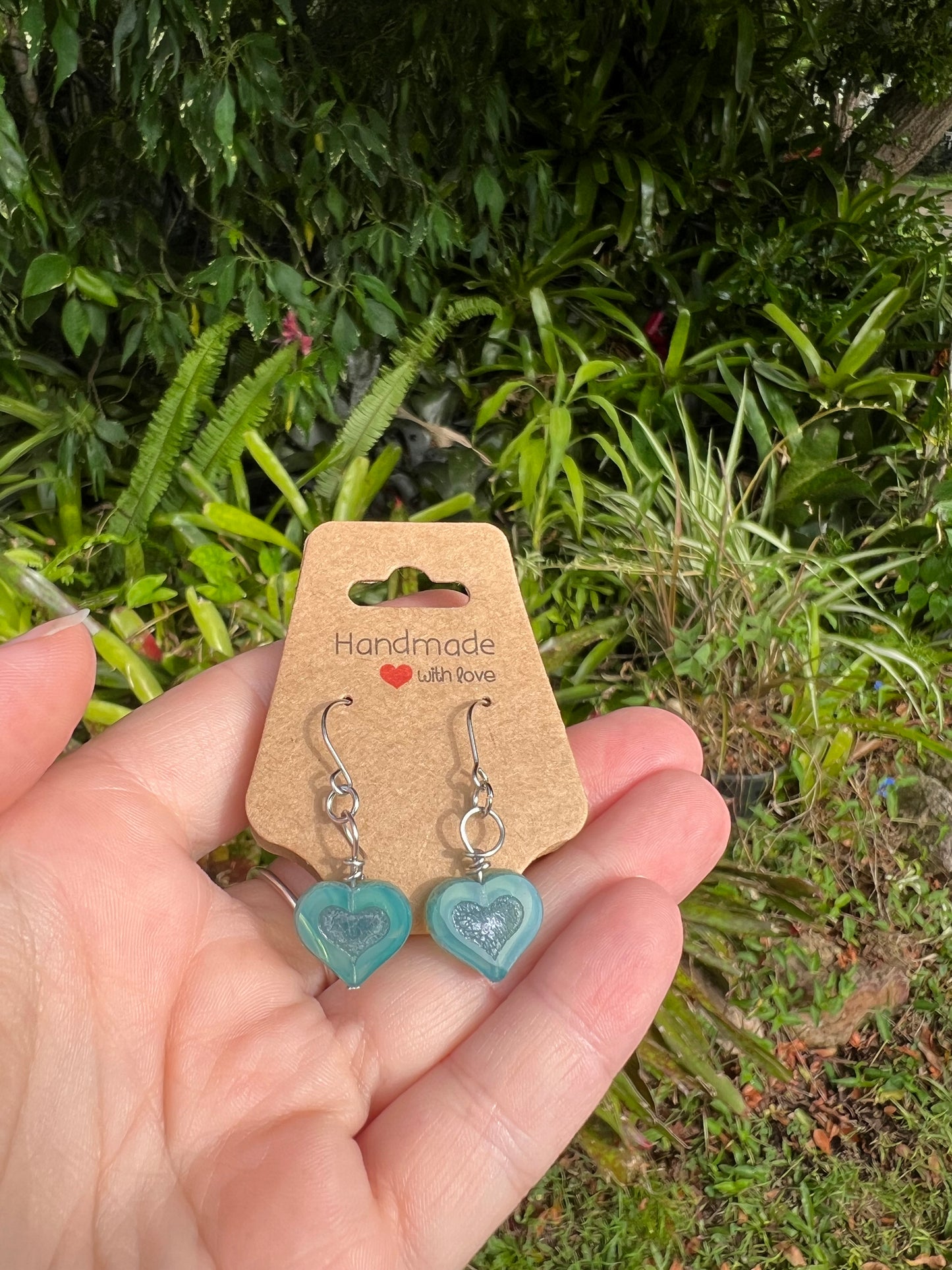 Cute Czech Bead Heart Earrings