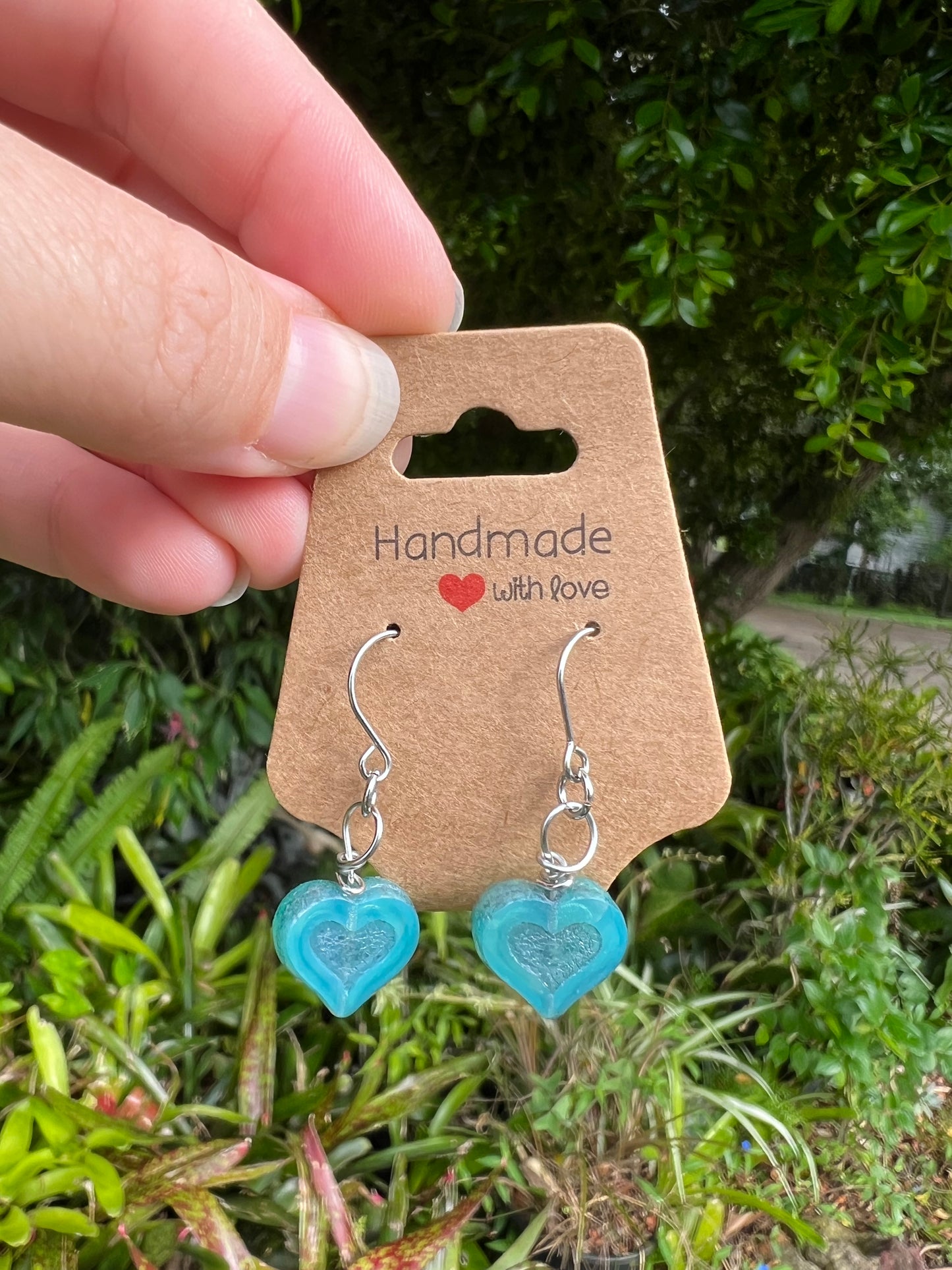 Cute Czech Bead Heart Earrings