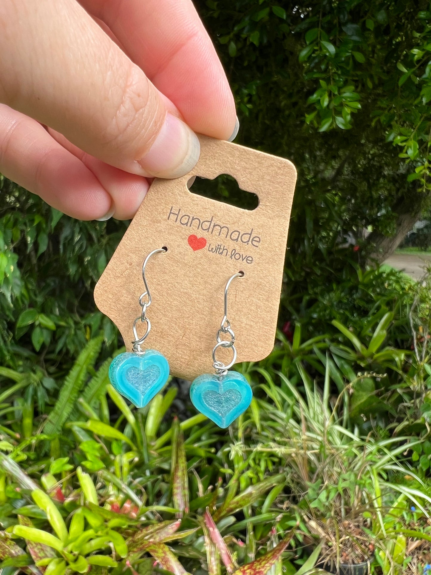 Cute Czech Bead Heart Earrings