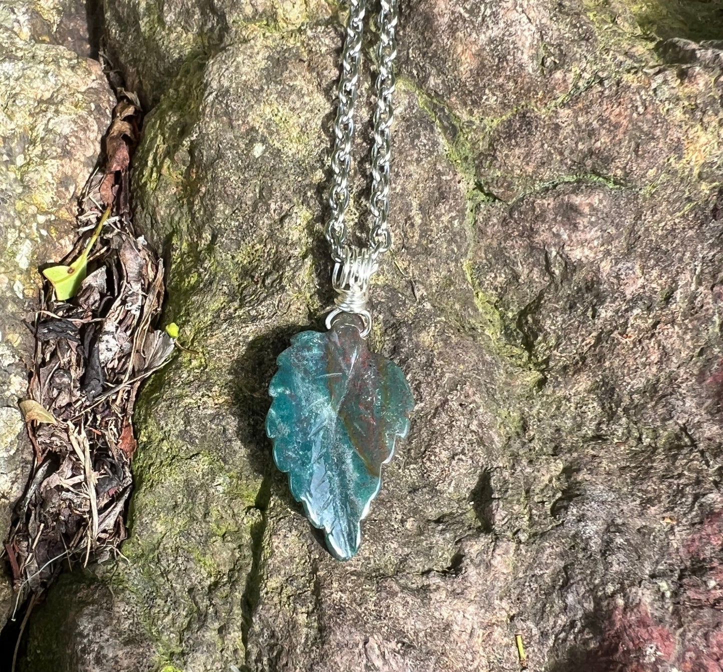 Bloodstone Leaf Pendant