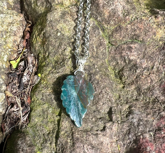 Bloodstone Leaf Pendant