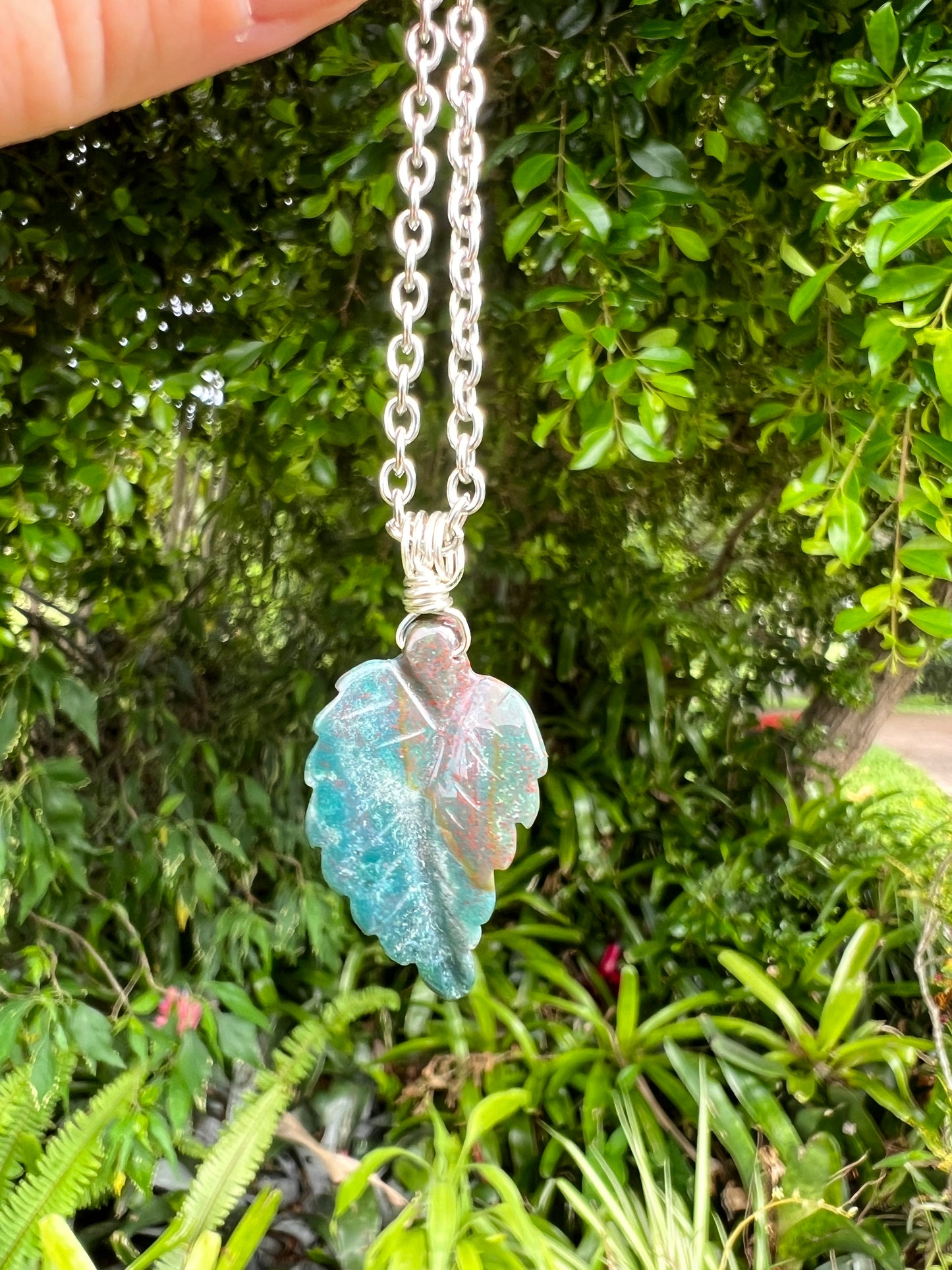 Bloodstone Leaf Pendant