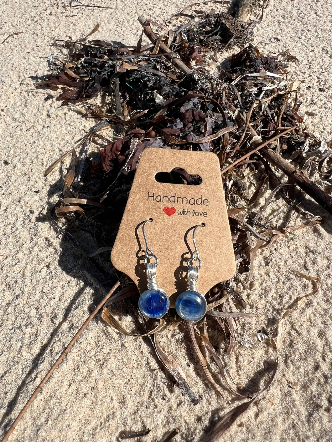 Rare Bi-Colour Kyanite Disc Earrings