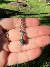 Load image into Gallery viewer, Hand Carved Natural Silver Obsidian Meteorite Moon Pendant
