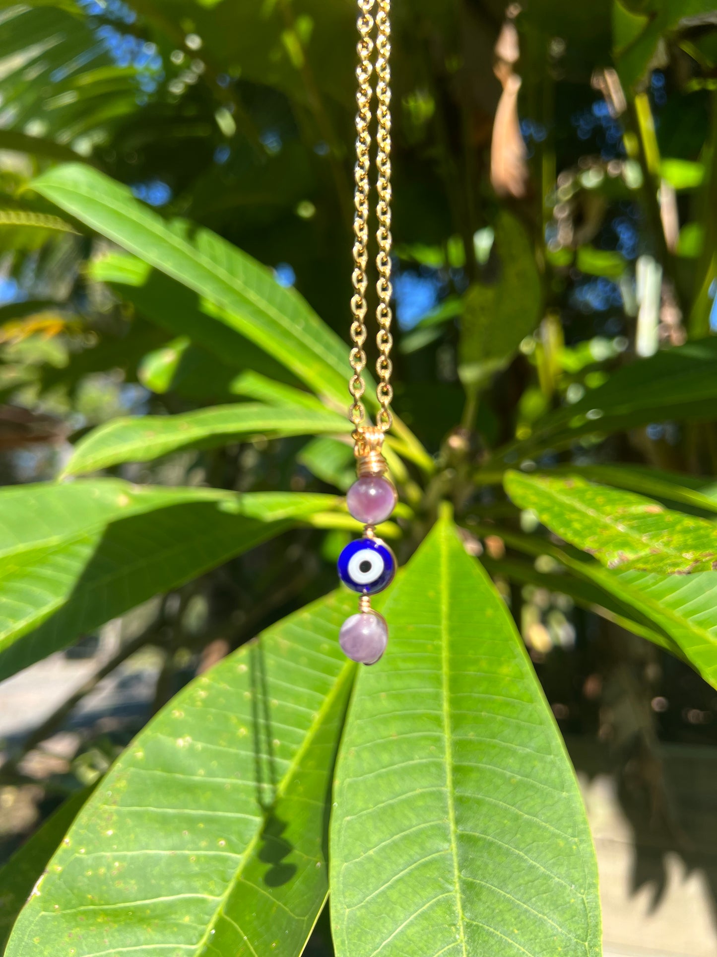 Amethyst & Evil Eye Pendant