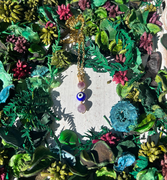 Amethyst & Evil Eye Pendant