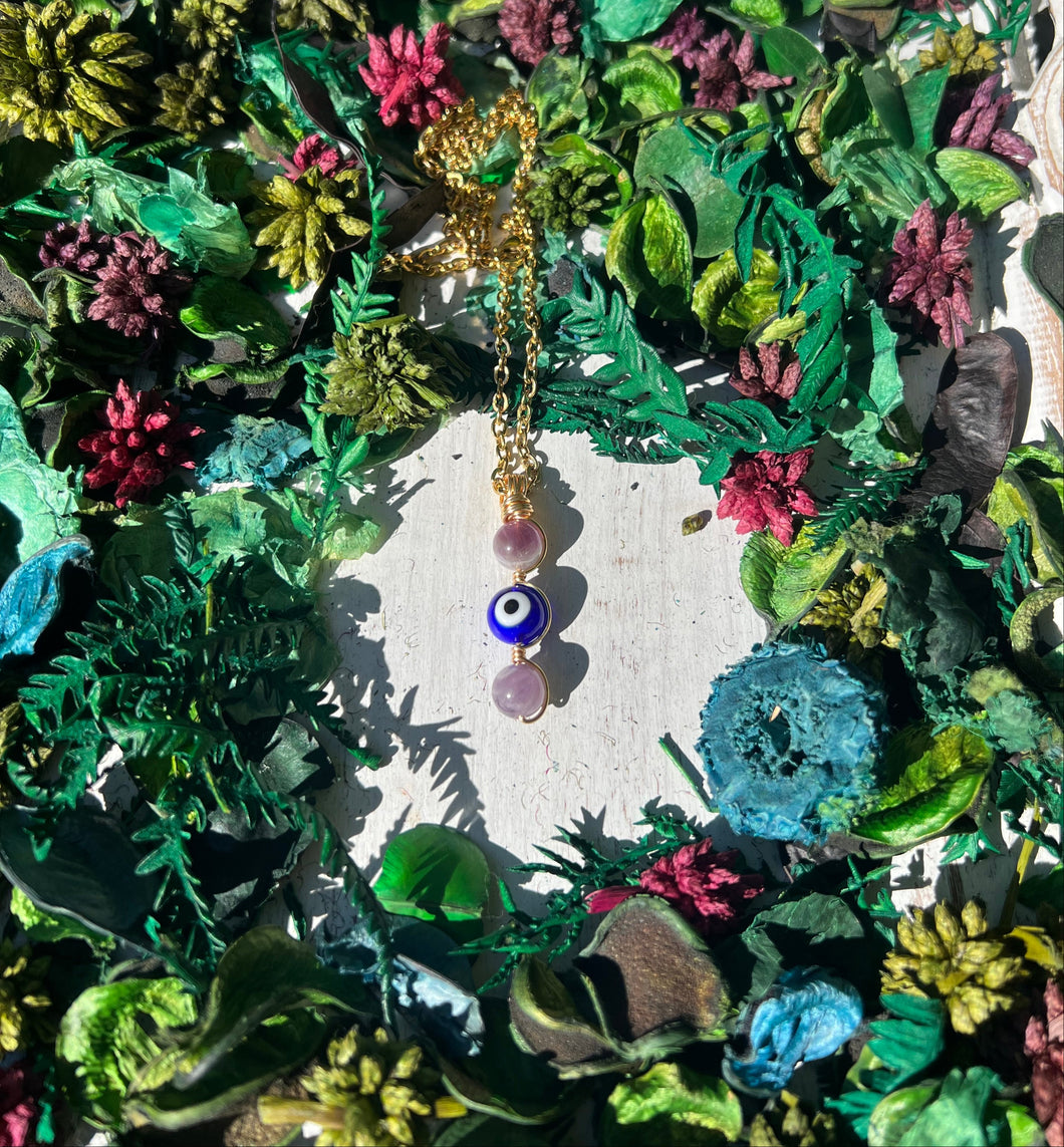 Amethyst & Evil Eye Pendant