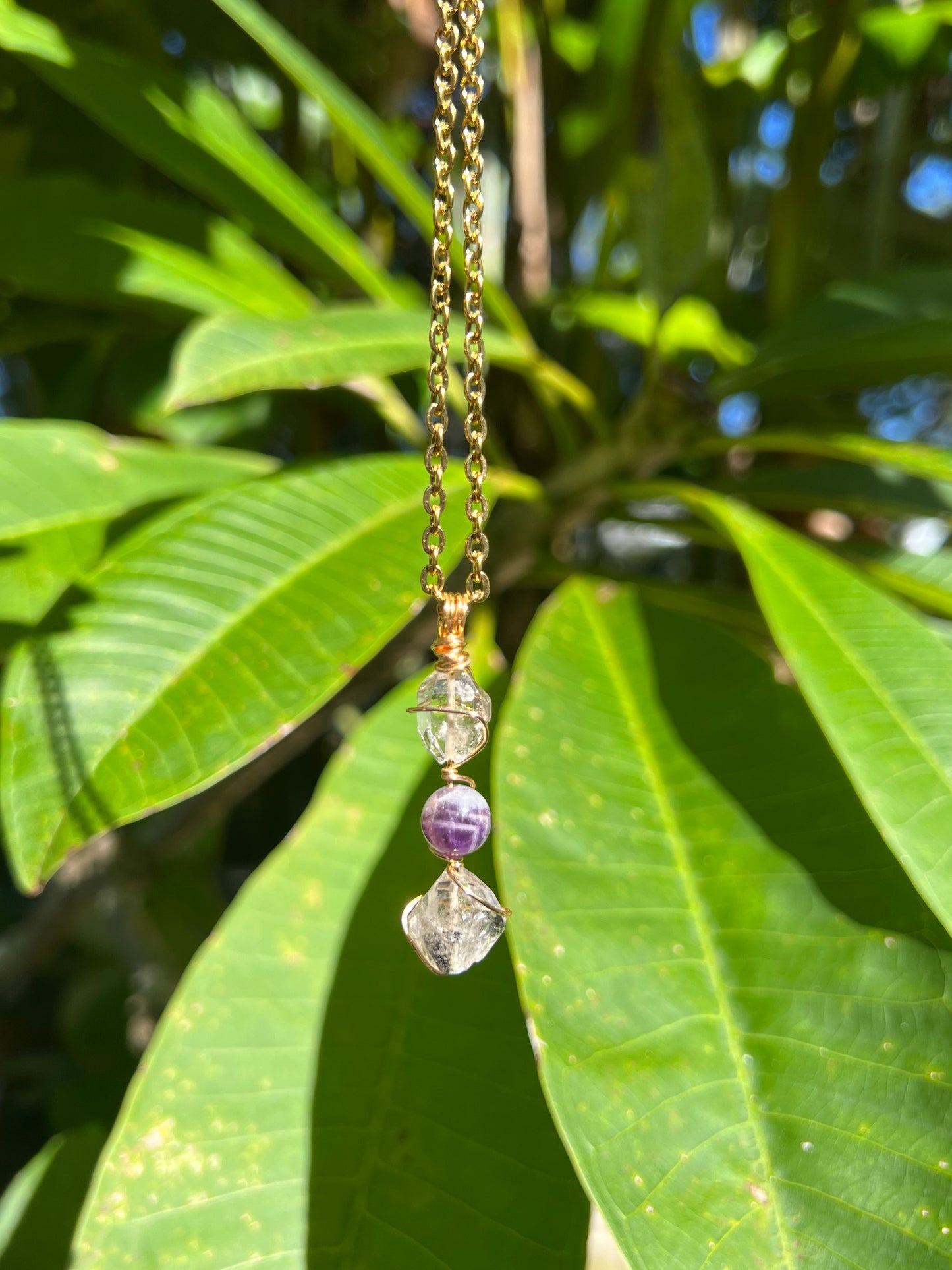 Herkimer Diamond & Amethyst Pendant
