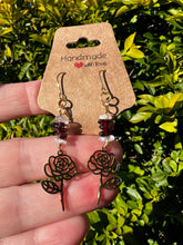 Load image into Gallery viewer, Rose Earrings | Garnet &amp; Quartz

