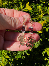 Load image into Gallery viewer, Rose Earrings | Garnet &amp; Quartz
