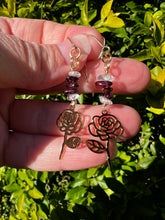 Load image into Gallery viewer, Rose Earrings | Garnet &amp; Quartz
