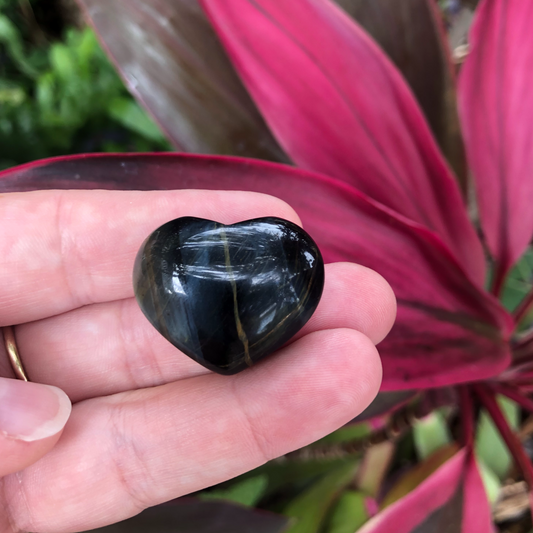 Blue Tiger Eye Puff Heart