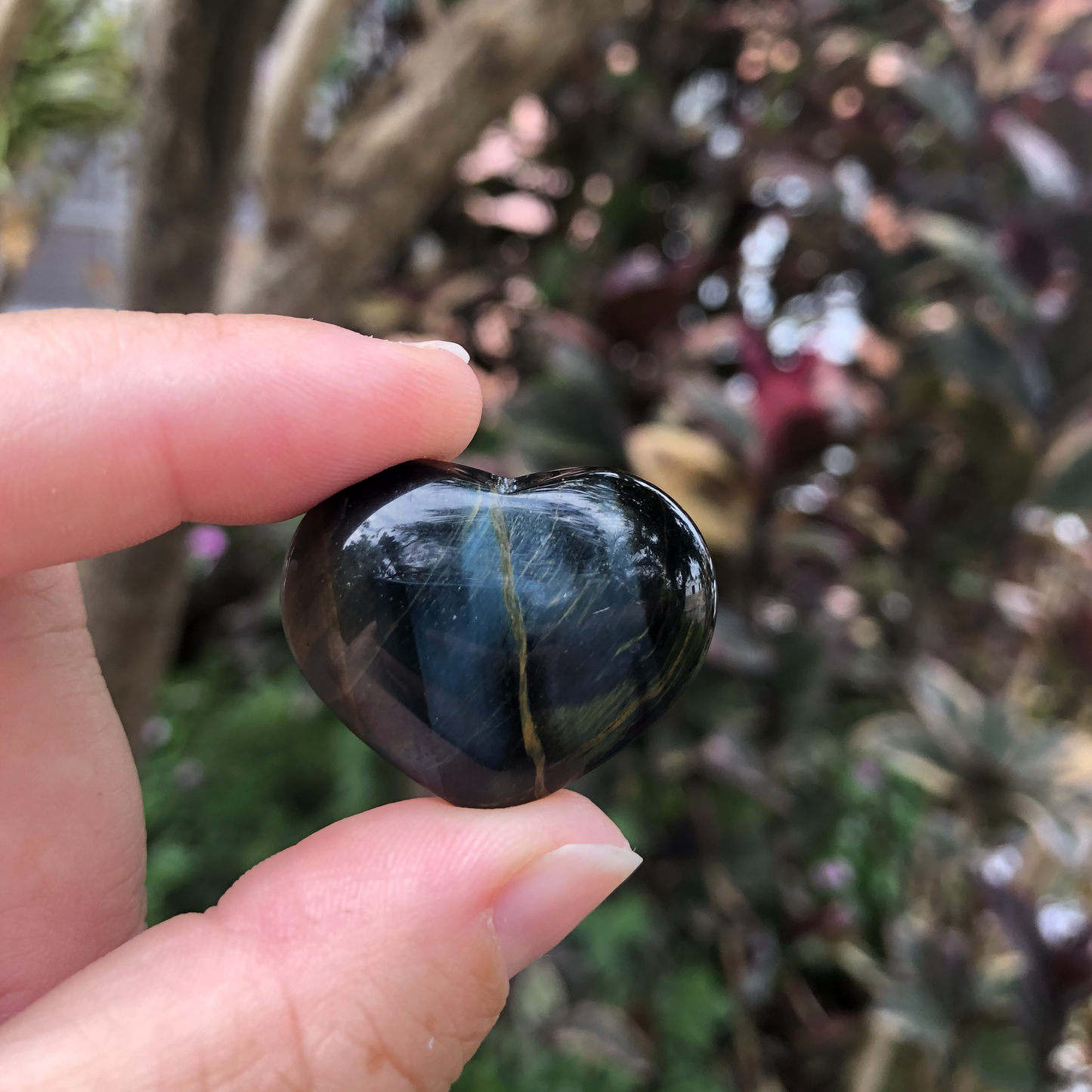 Blue Tiger Eye Puff Heart