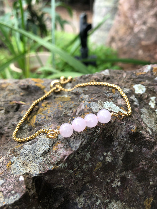 Rose Quartz Gold Bracelet