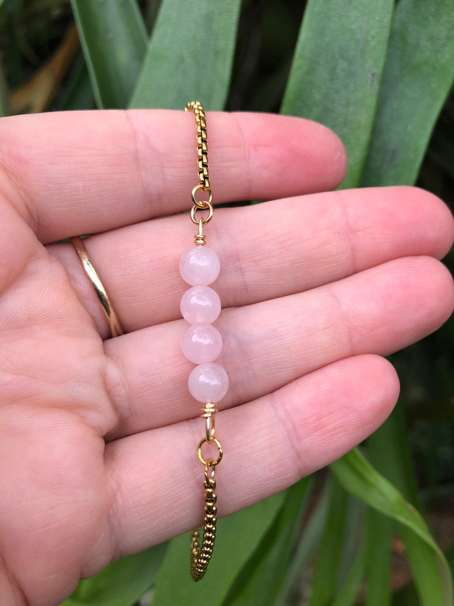 Rose Quartz Gold Bracelet