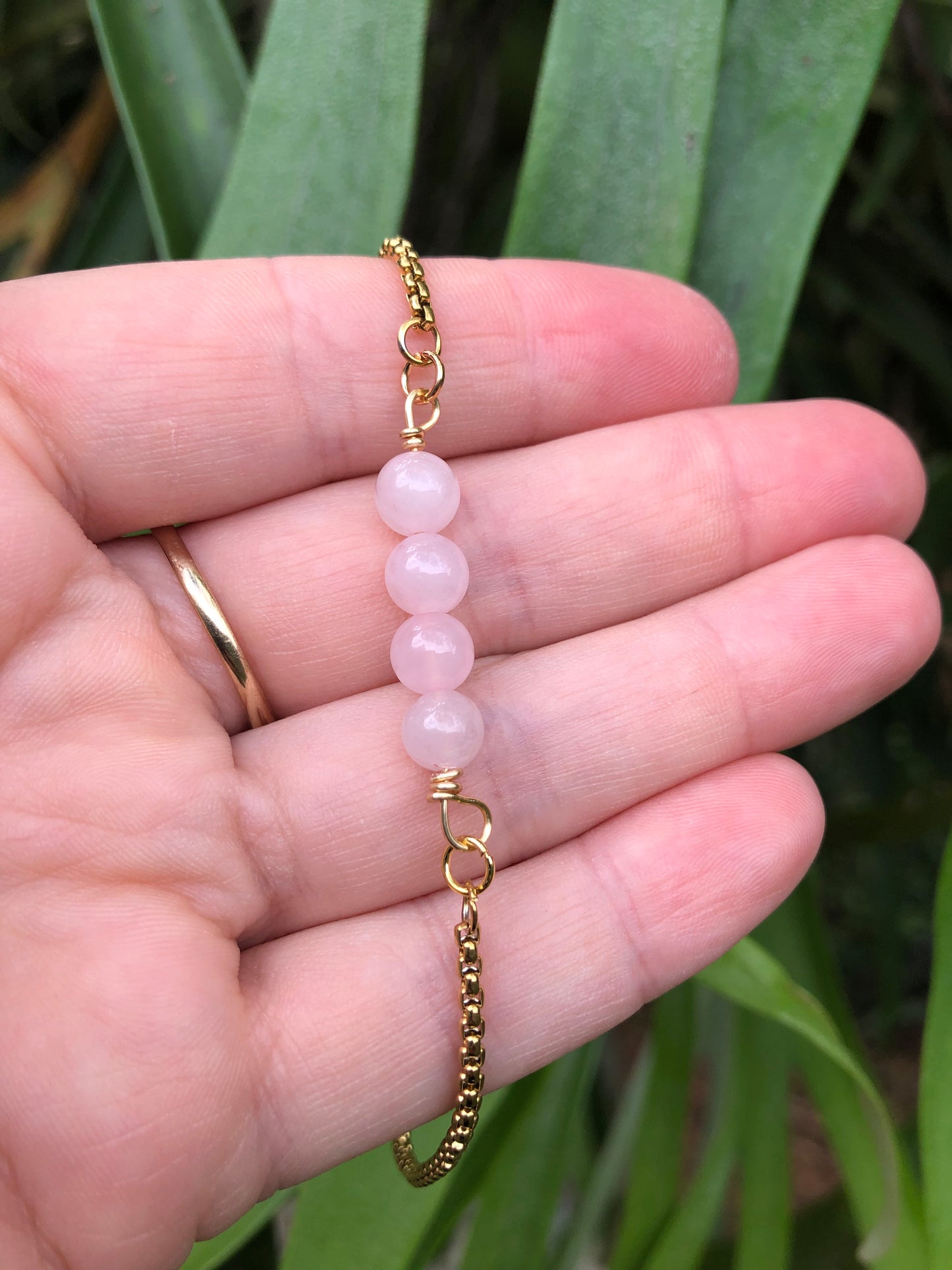 Rose Quartz Gold Bracelet