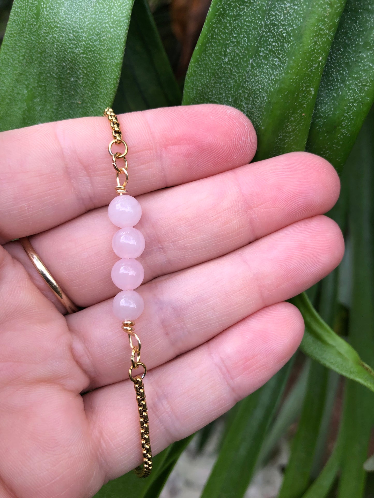 Rose Quartz Gold Bracelet