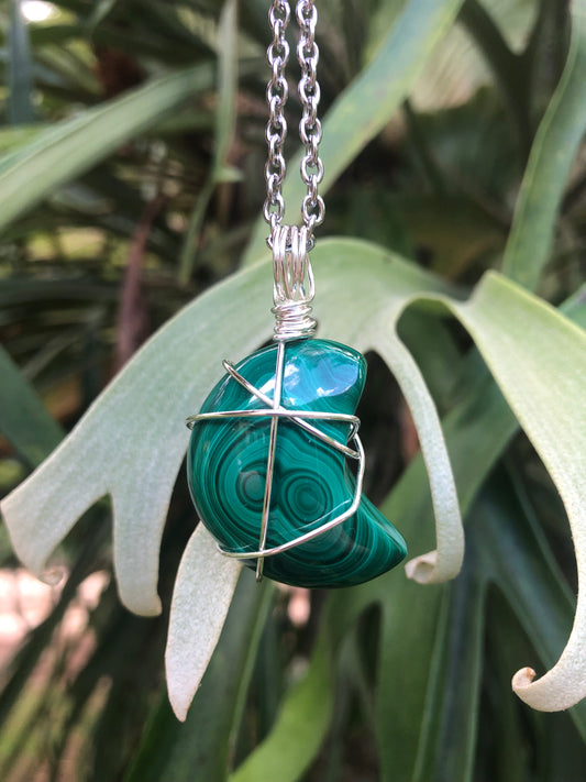 Malachite Moon Pendant