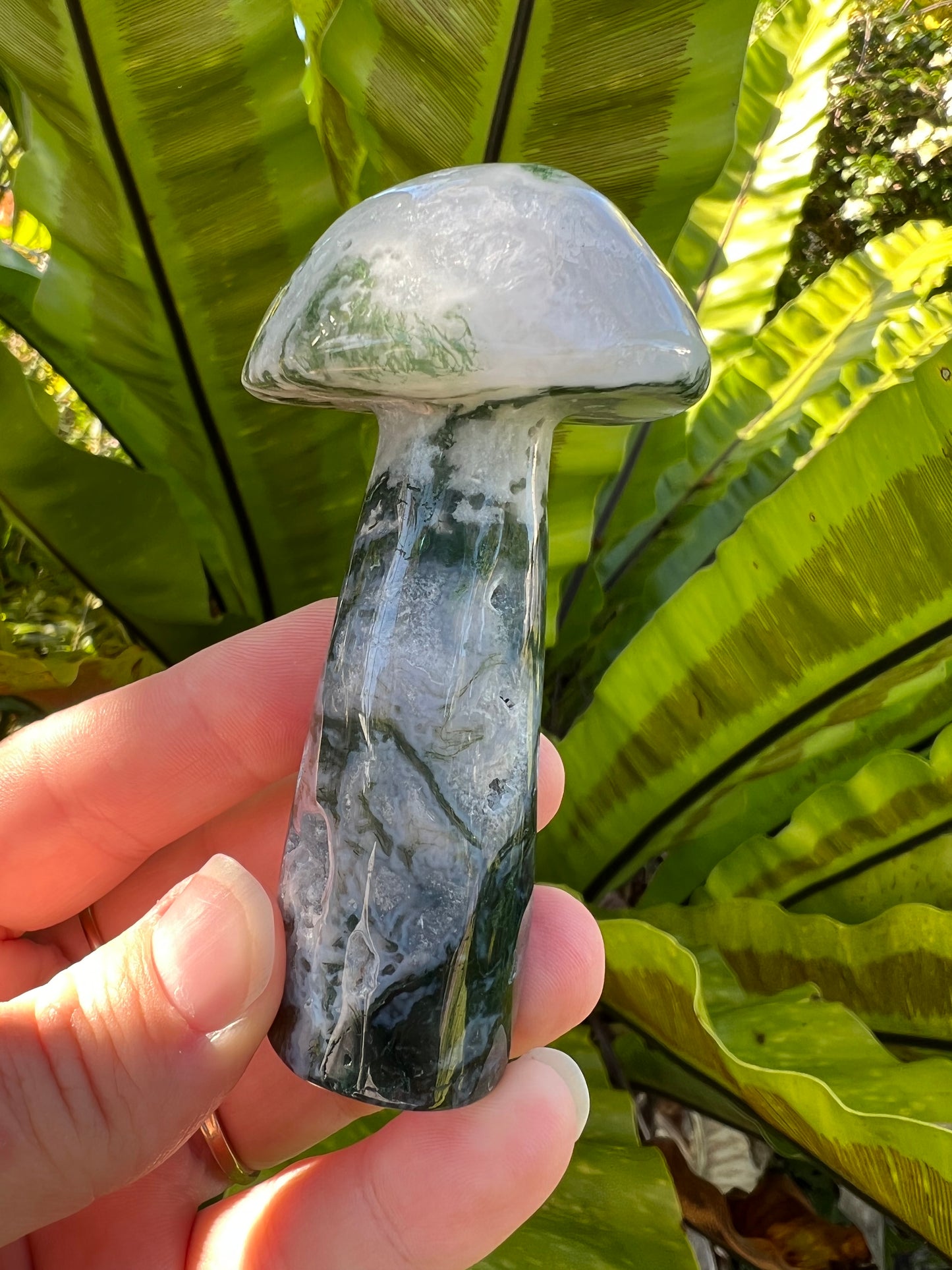 Moss Agate Mushroom