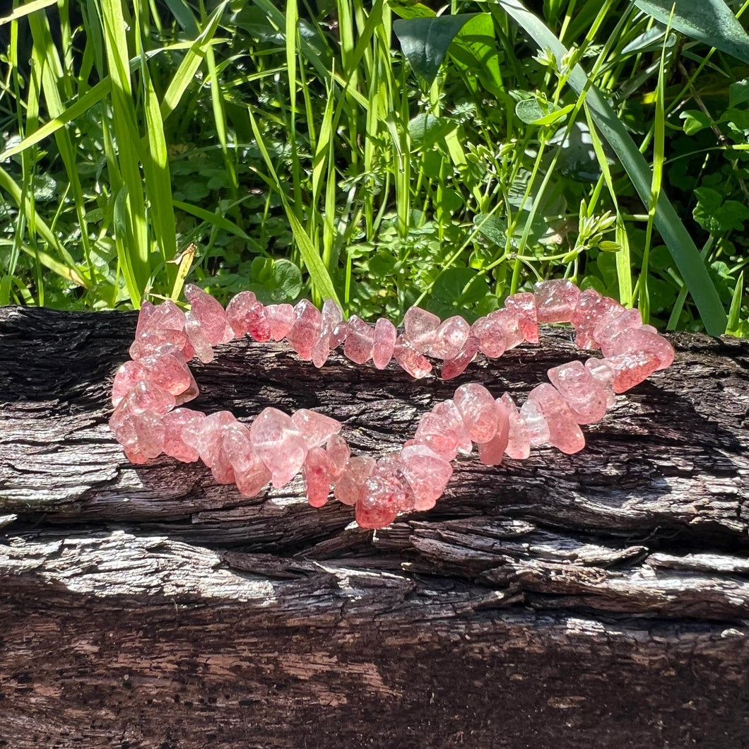 Strawberry Quartz Chip Bracelet