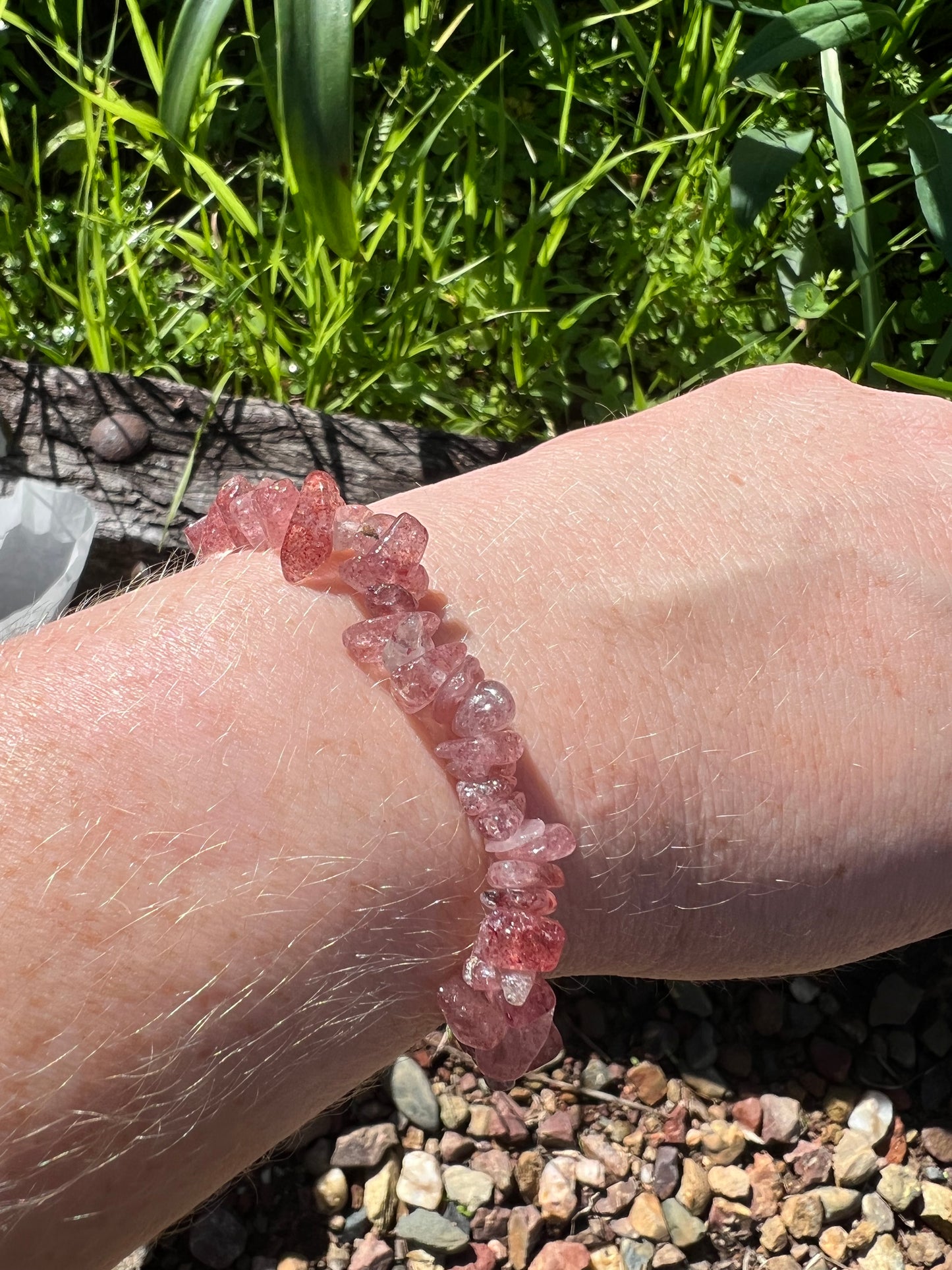 Strawberry Quartz Chip Bracelet