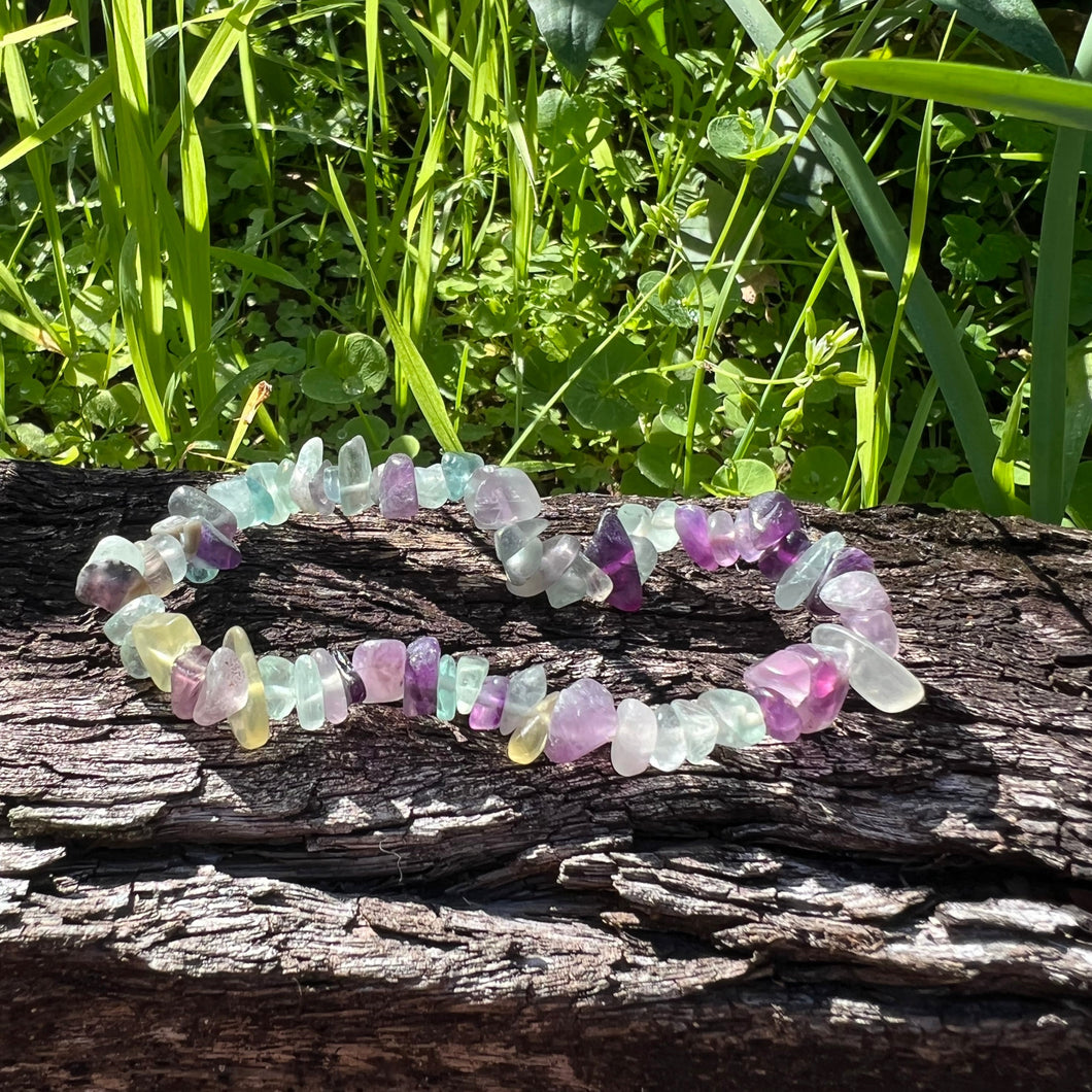 Rainbow Fluorite Chip Bracelet