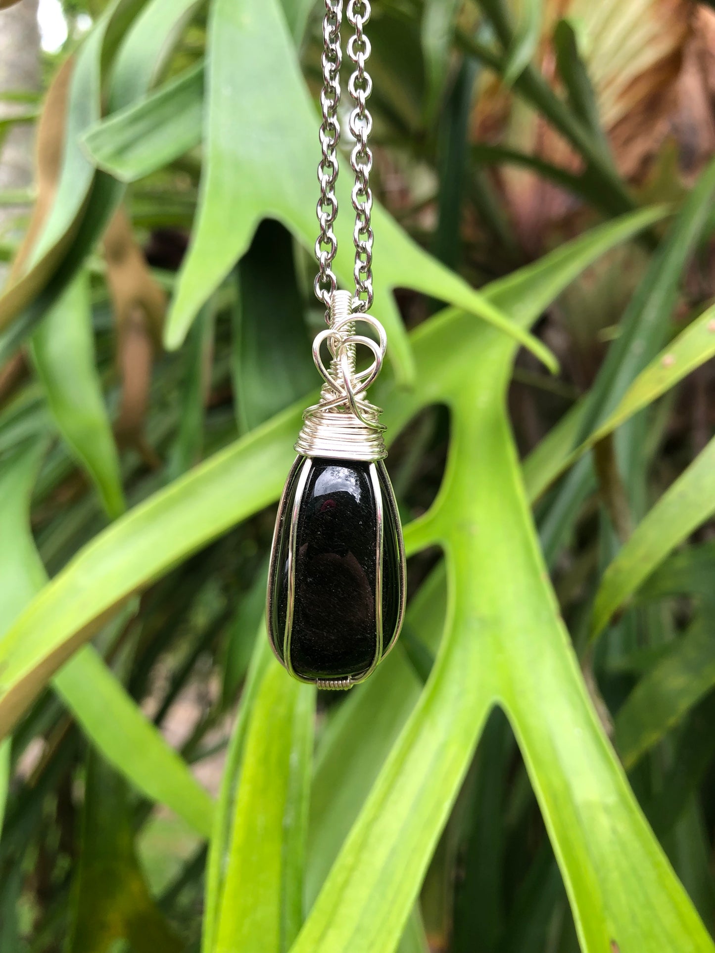 Silver Sheen Obsidian Pendant