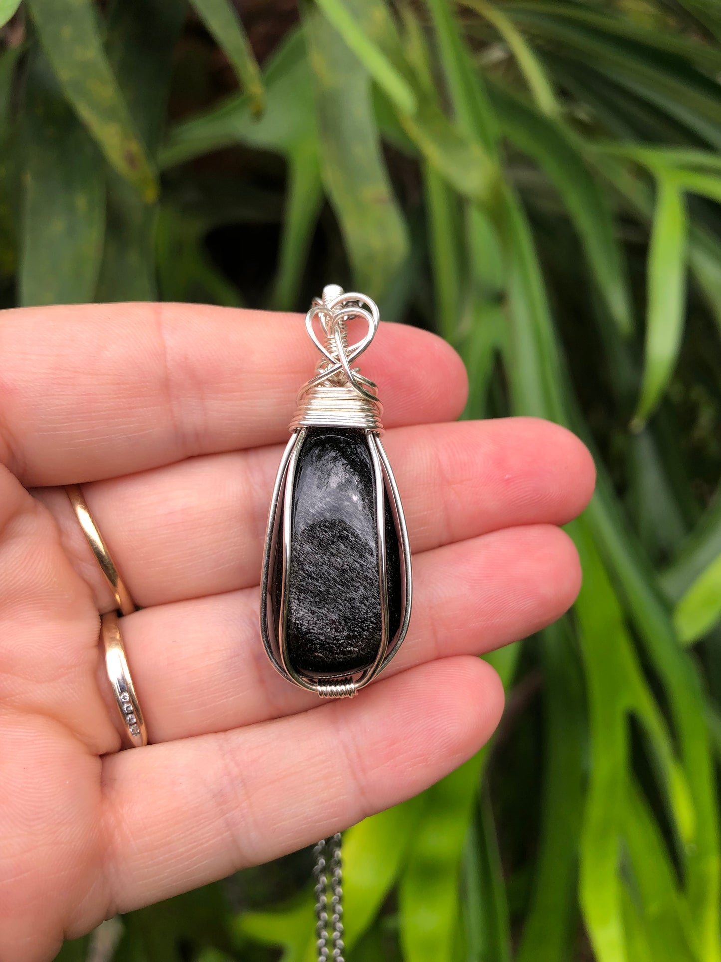 Silver Sheen Obsidian Pendant