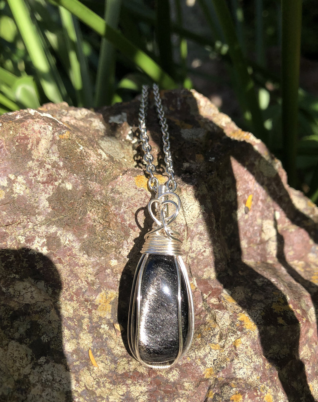 Silver Sheen Obsidian Pendant