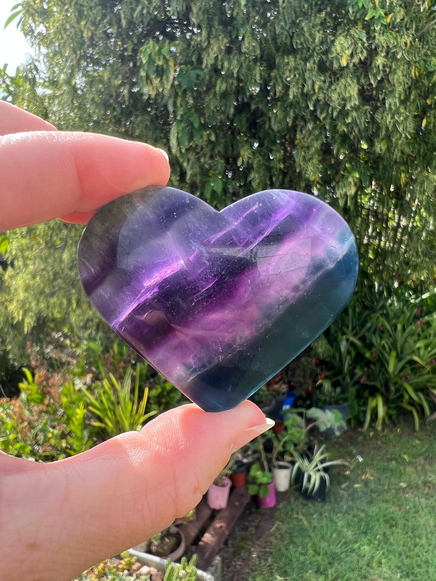 Rainbow Fluorite Heart