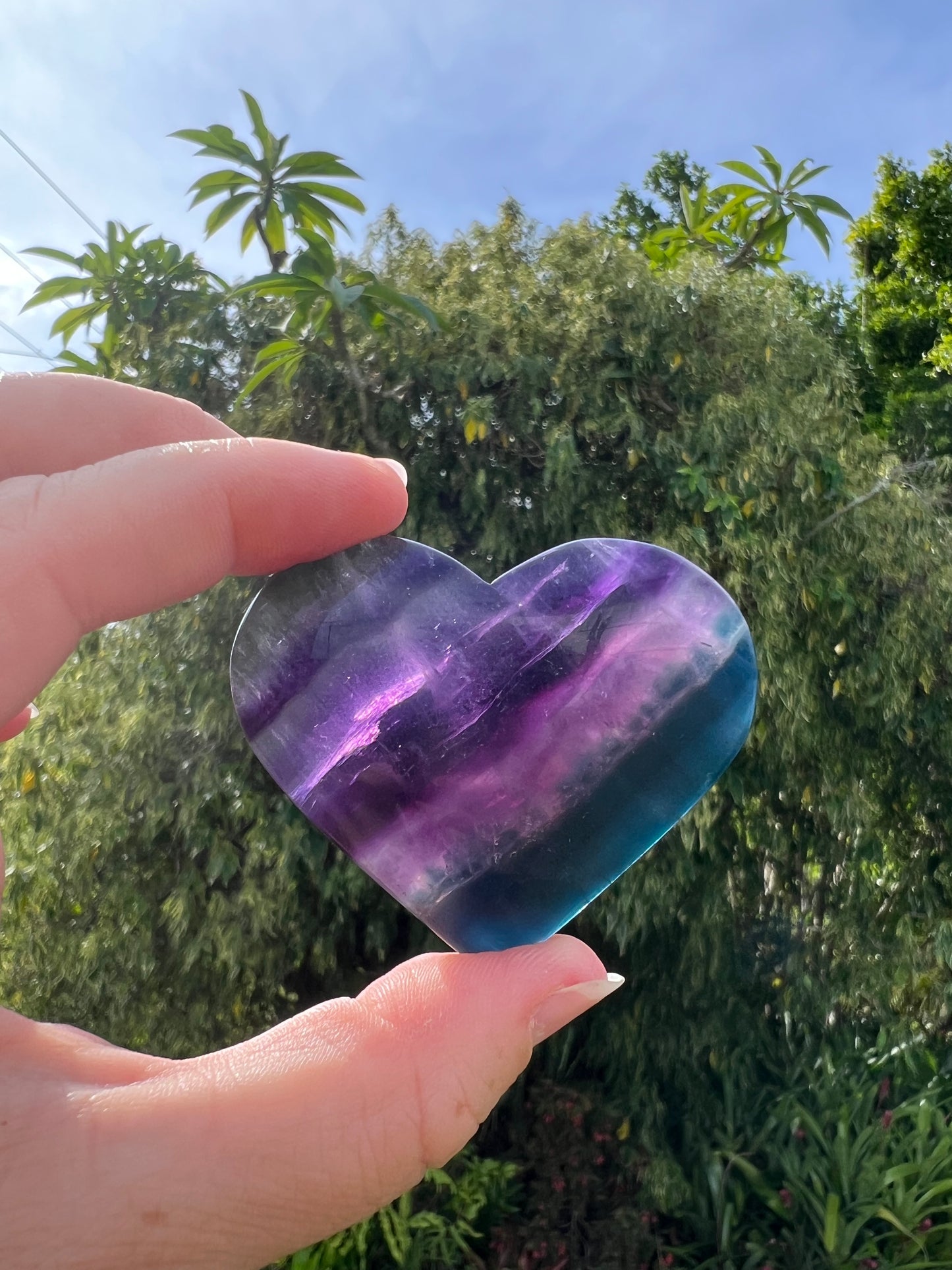 Rainbow Fluorite Heart