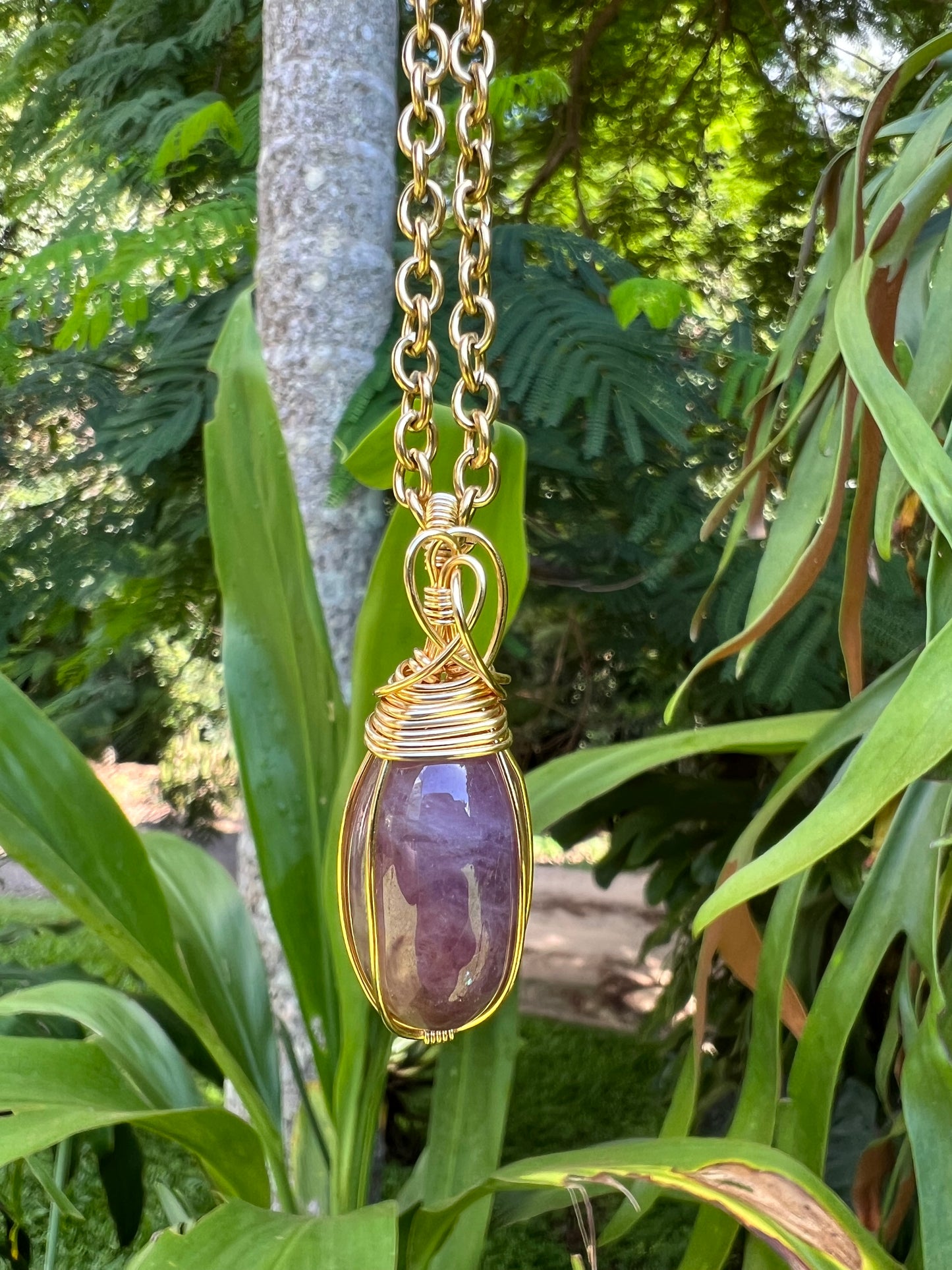 Lavender Rose Quartz Pendant