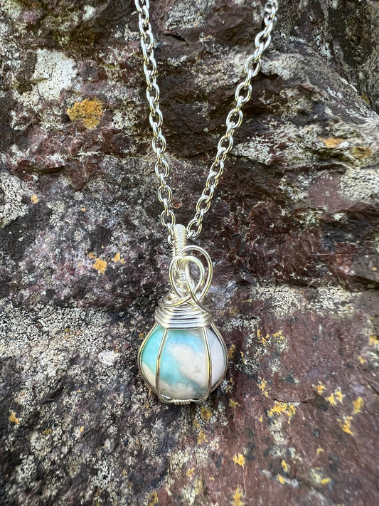Green Flower Agate Pendant