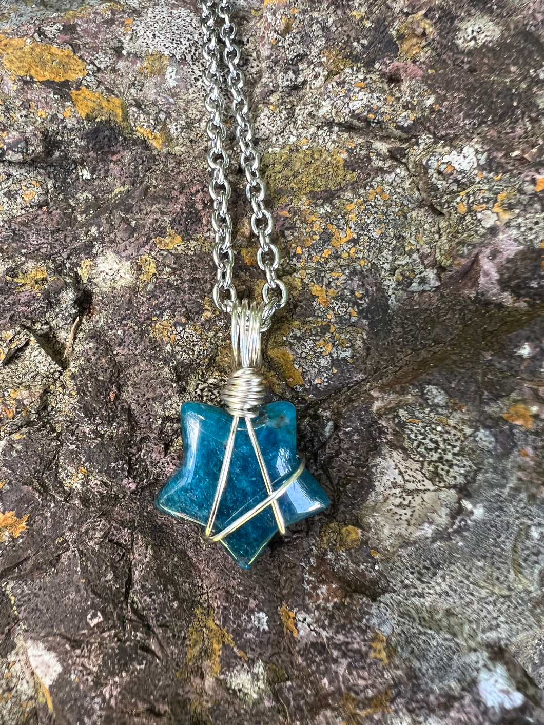 Blue Apatite Star Pendant