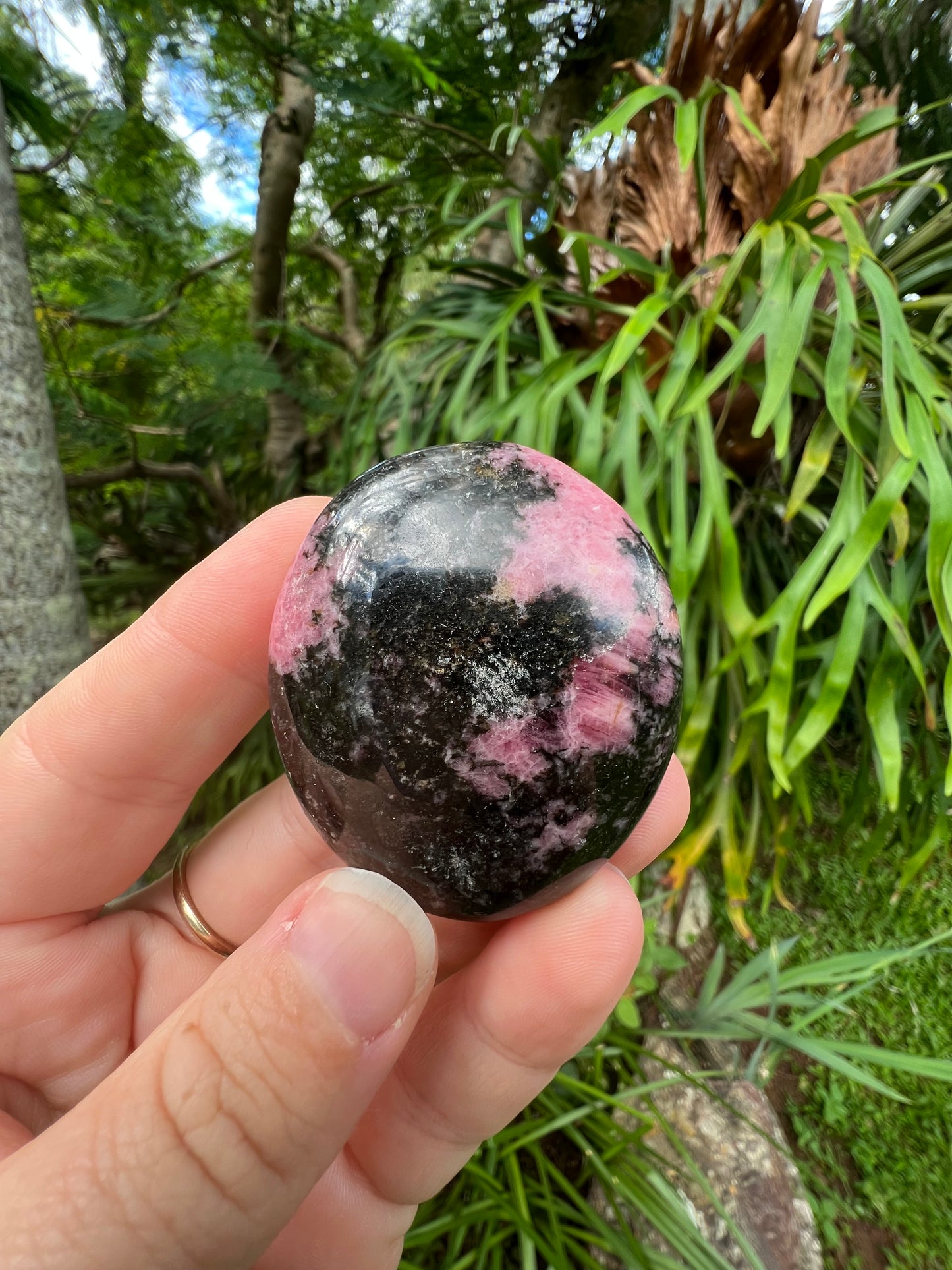 Rhodonite Palm Stone