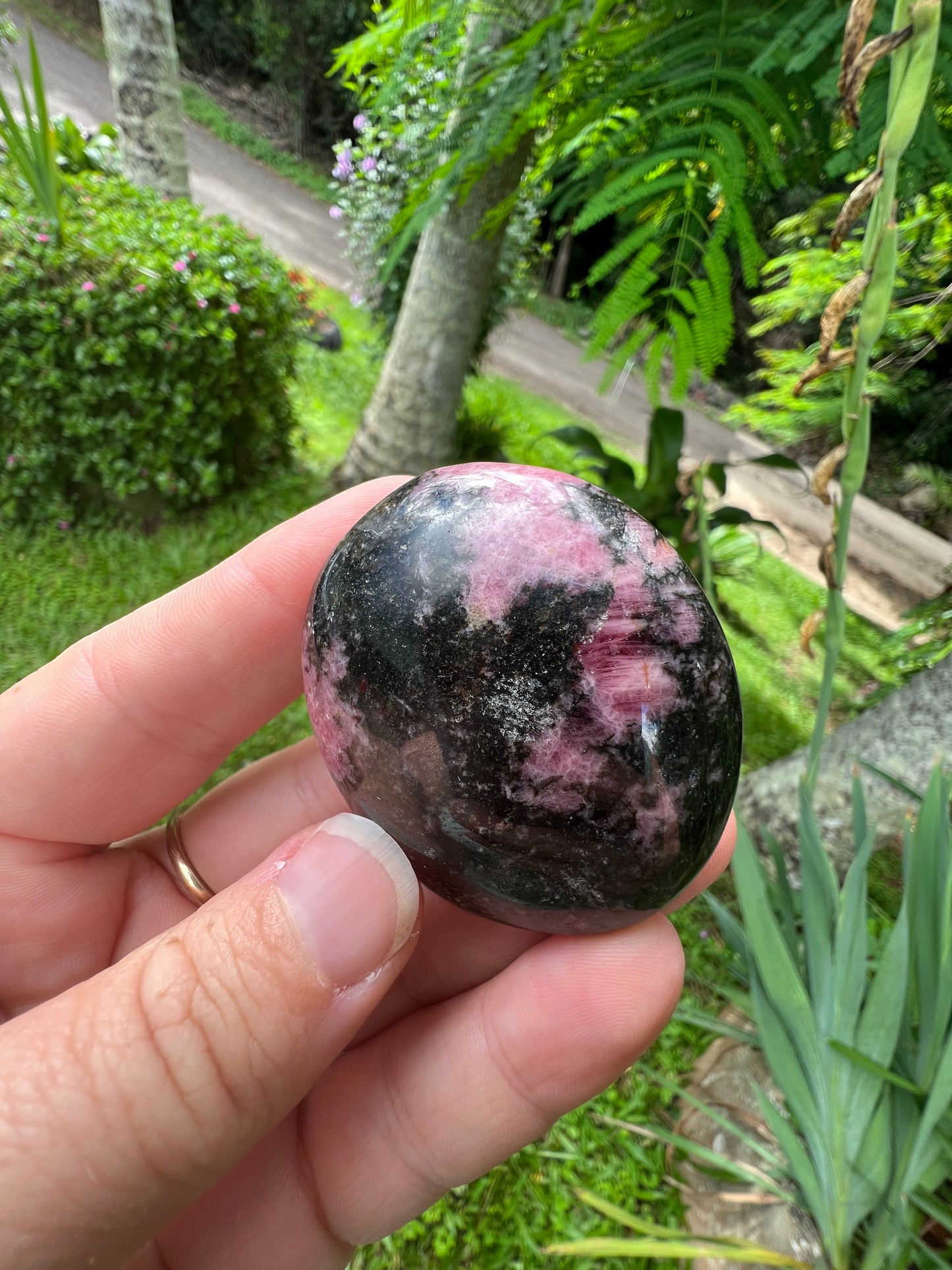 Rhodonite Palm Stone