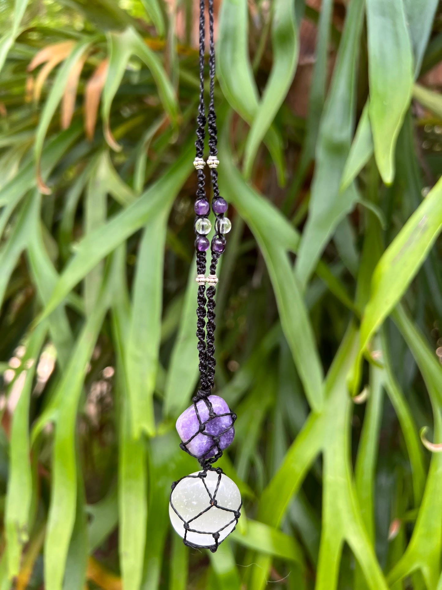 Selenite & Lepidolite Pendant