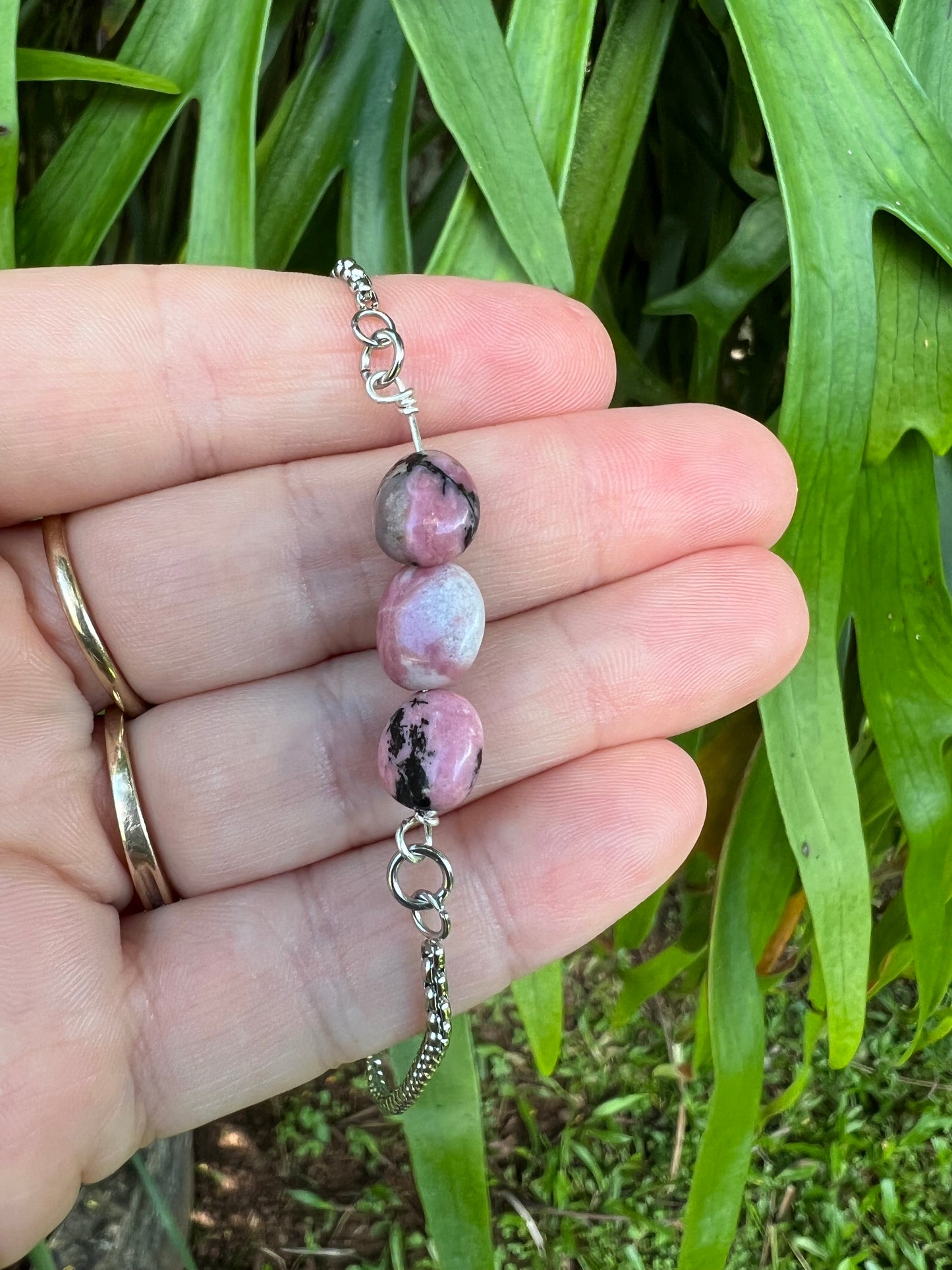 Rhodonite Silver Bracelet
