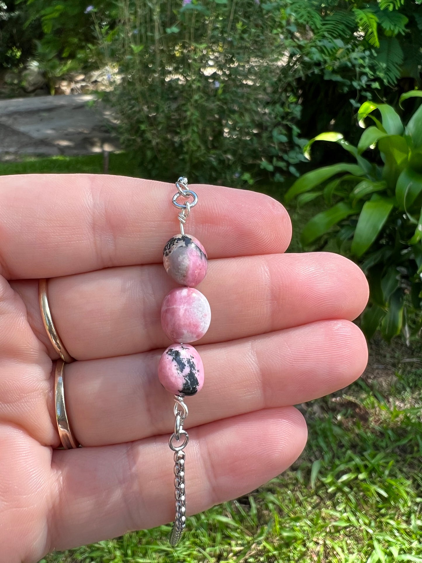 Rhodonite Silver Bracelet